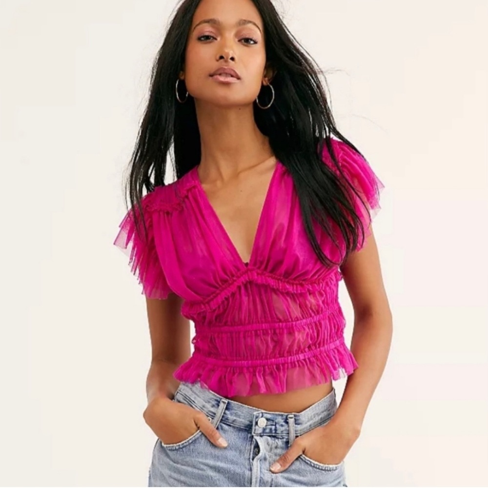 Free People Making Me Smile Pink Top
